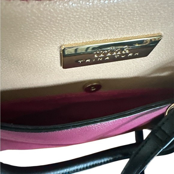 NWT Trina Turk - Wine/Tan; Double Handle/Cross Body Purse with Card Holder - Picture 6 of 10